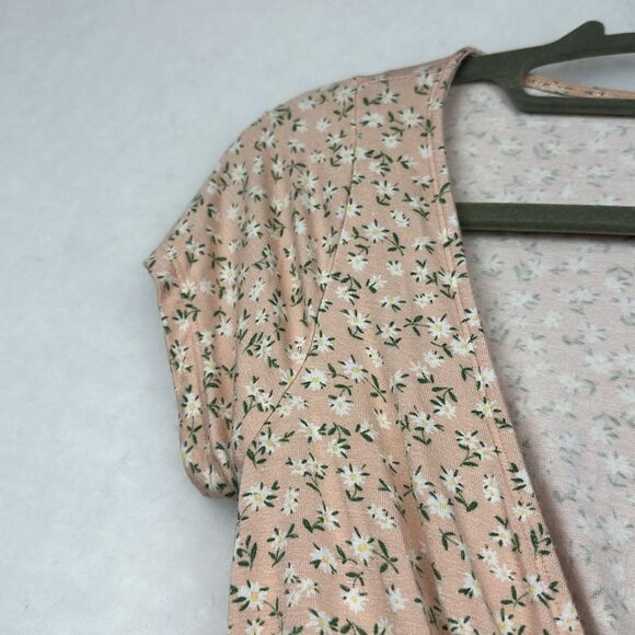 Pacsun Womens Floral Print Peplum Pink Crop Top Tie Front Sz S Short Sleeves - Picture 4 of 6